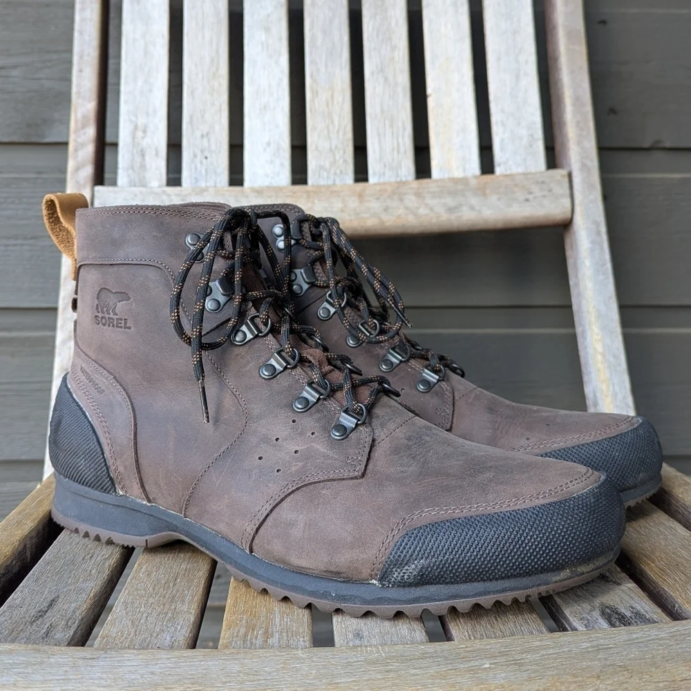 Sorel Men's Ankeny Mid Hiker Boot Brown Leather Size 14